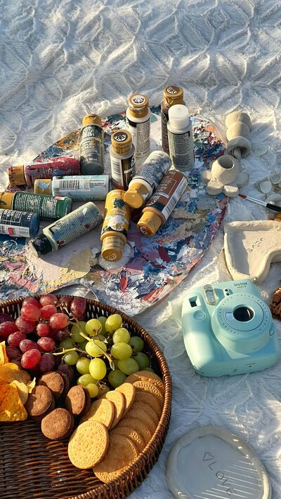 food on a picnic blanket
