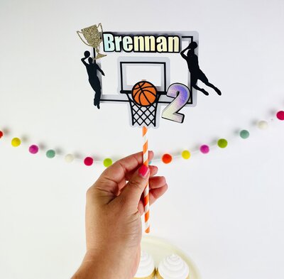 born 2 ball cake topper