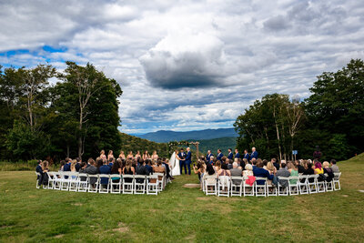 Wedding Ceremony overview at the top of Sugarbush Resort in Vermont