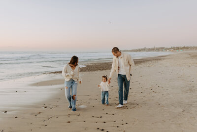 Beach candid natural fun family photo shoot with kids, christmas holiday card photo shoot, San Diego portraits photographer, young families