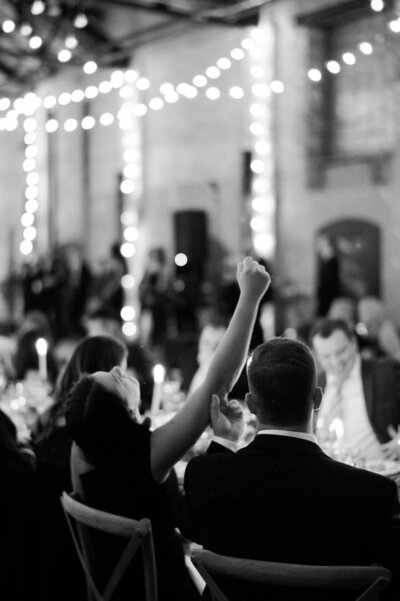 People celebrate at a wedding