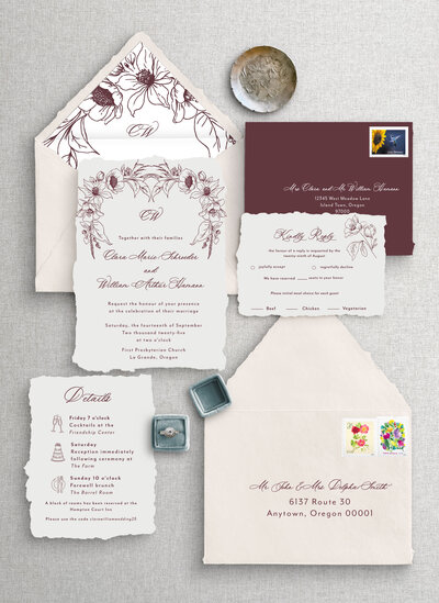 clara handmade paper invitaion suite