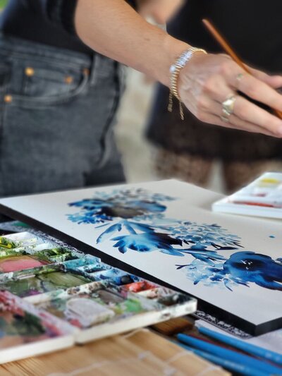 jenna rainey art retreat blue flowers WEB