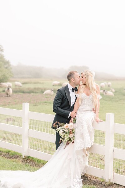 Bride and groom at mission ranch wedding