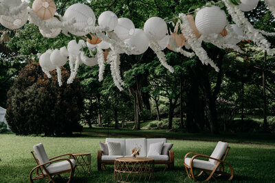 Wedding ceremony in courtyard of Blanc Denver