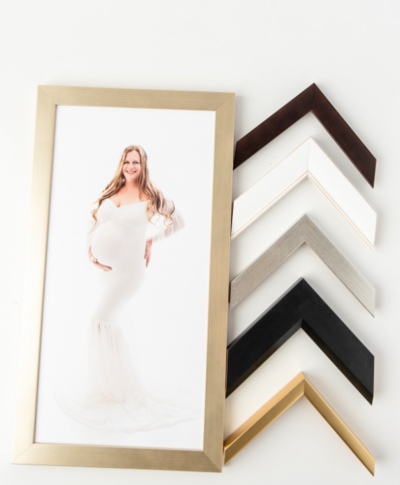 Gold framed print of pregnant mom from her maternity session