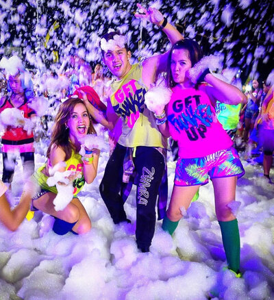 Dance party with lots of foam