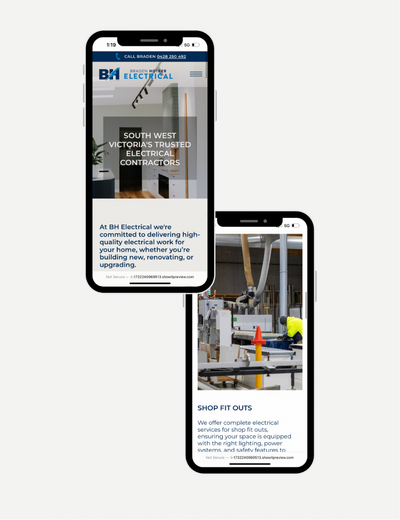 Affordable website design example for trades business in Warrnambool by web designer Coja Creative presented on mobile