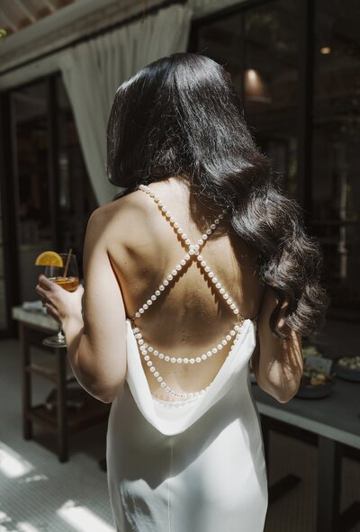 detail shot of brides dress