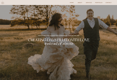Screenshot of wedding planner's homepage on their website by Eugene web designer Bloem Creations.