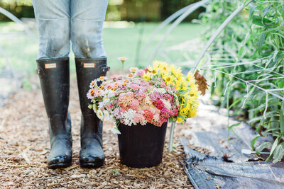 Victoria gardening in her Hunter boots