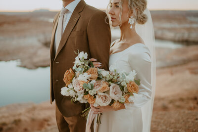 Bride and Groom with flowers