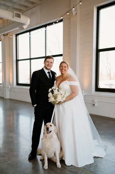 romantic bride and groom portrait outside of venue