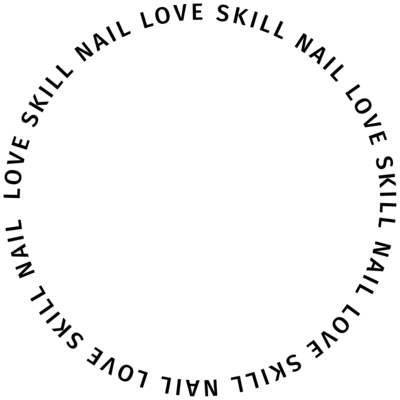 Black circular logo stating "Love skill nail"