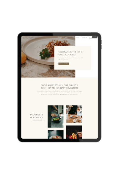 ipad avec un site de restaurant