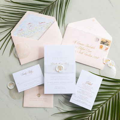 Custom calligraphy wedding invitation in gray ink