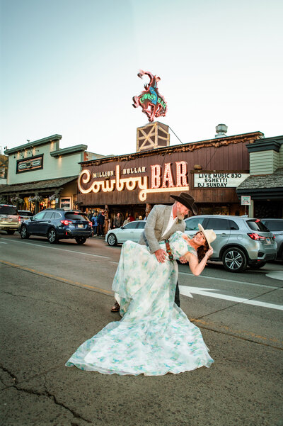 Jackson Hole photographers capture intimate elopement of bride and groom celebrating