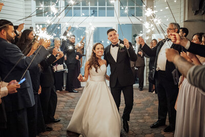 Maritime Parc Wedding | Sparkler Exit with Bride and Groom Leaving the Venue | Jersey City, New Jersey