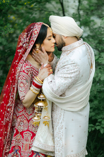 Romantic image of bride and groom
