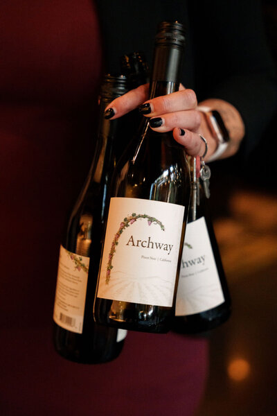 hand drawn wine label for pinot noir brand Archway