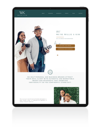 Elite Showit website design service featuring a 10-page website, logo design, and color & font selections tailored for a professional brand.