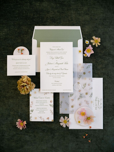 Floral Inspired Wedding Stationery Flatlay