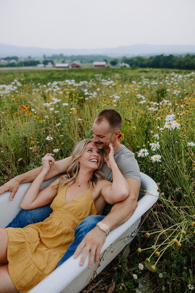 flower farm engagement photographs in maryland