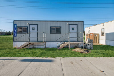 Temporary site office trailer for construction company