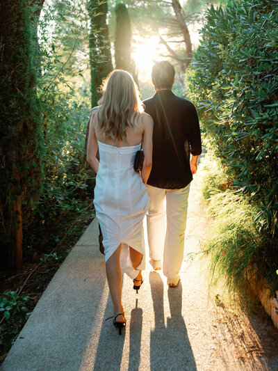 Modern walking shot in the gardens of the Four Seasons Cap Ferrat