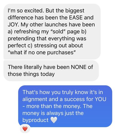 testimonial screenshot of mastermind coaching program