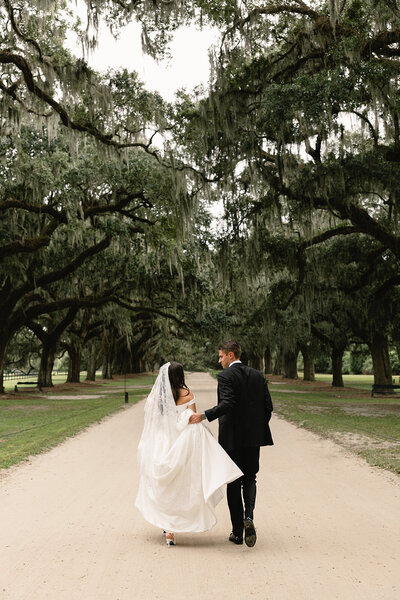 Sunset portraits of newlyweds at Hotel Domestique luxury mountain resort in South Carolina