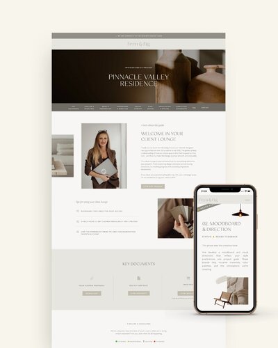 Showit Client Lounge template for interior designers