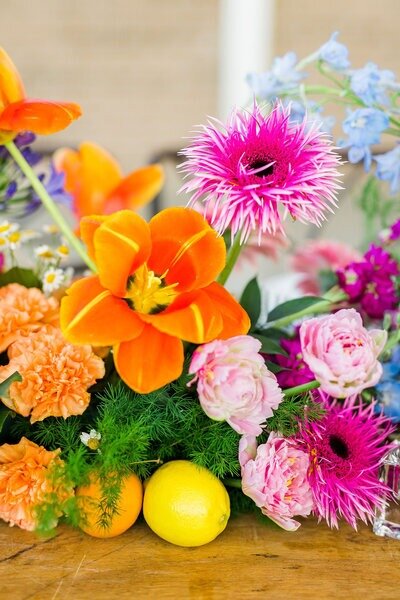 Bold and colorful floral design Austin TX.
