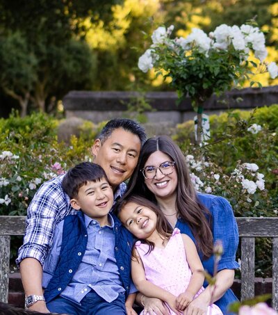 Family of four hugging , San Francisco Peninsula & San Mateo County Photographer