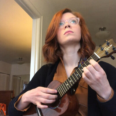 Ashley Laabs playing the ukulele