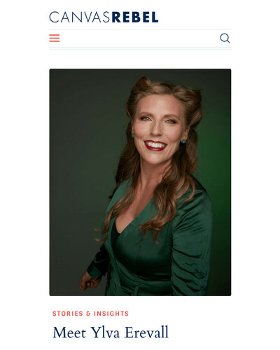 Screenshot of Canvas Rebel article featuring Ylva Erevall with a portrait of her smiling in a green outfit.