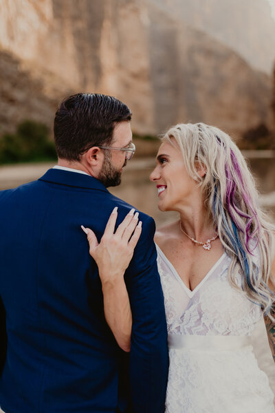 Bride and groom in Santa Elena Canyon