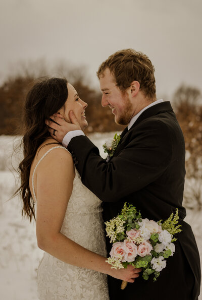 Winter Elopement photos in Southern Wisconsin taken by a Minnesota and Travel elopement photographer