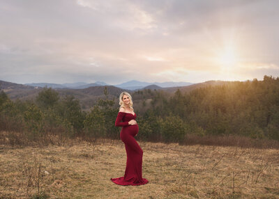 Glamorous maternity session Blue Ridge Parkway Asheville, NC