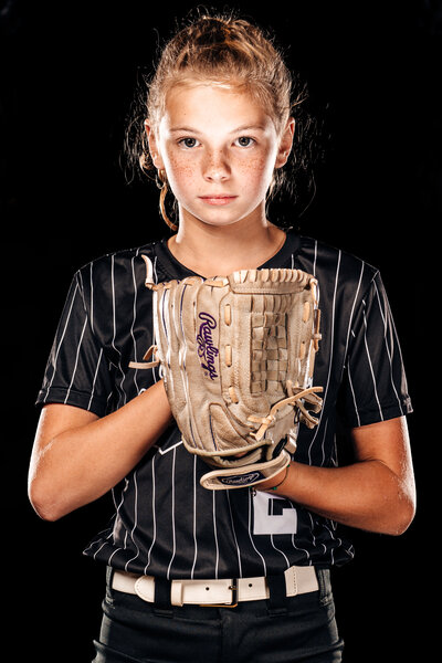Girls Softball Player with Glove
