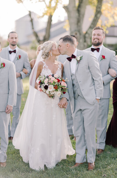 Couple kisses after getting married