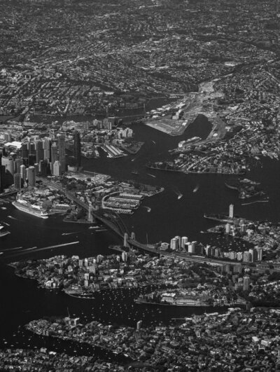 Topographical image of the prettiest harbour in the world - Sydney - for Highline Haus homepage "about" imagery