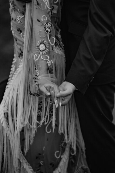 black and white hand details