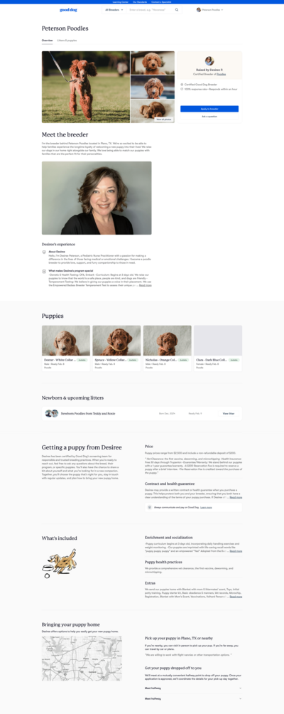 Outdated Peterson Poodles website screenshot