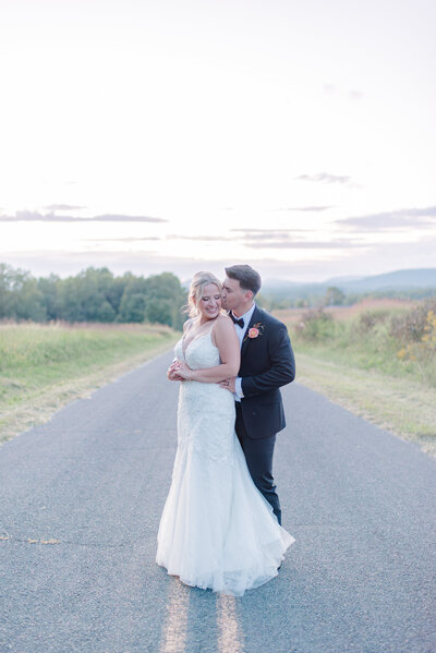 Romantic couple portrait during sunset in the NC mountians