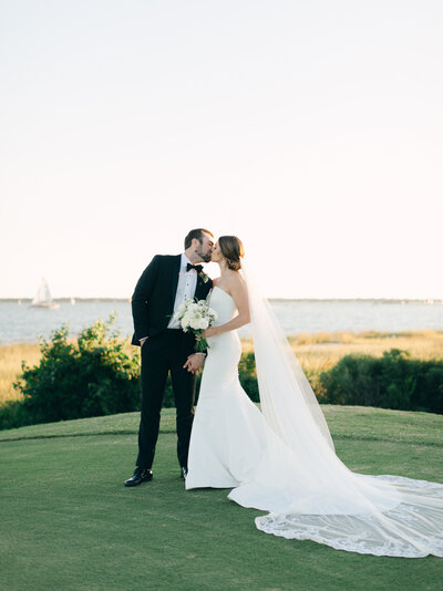 Couple Walking At Sunset on Patriots Point Golf Course Charleston SC