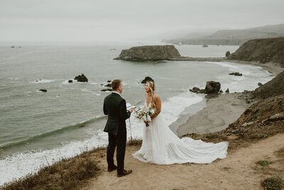 Couple sharing a kiss in a Sonoma Valley vineyard on their wedding day