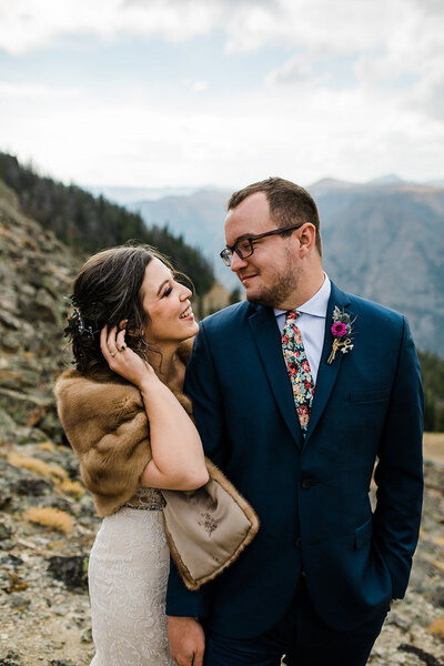 mountaintop bride and groom portraits in montana