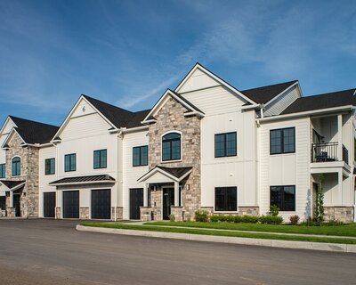 New apartment building with asphalt shingle roof