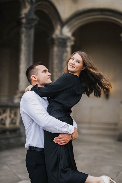 couple during their engagement session at the biltmore estate